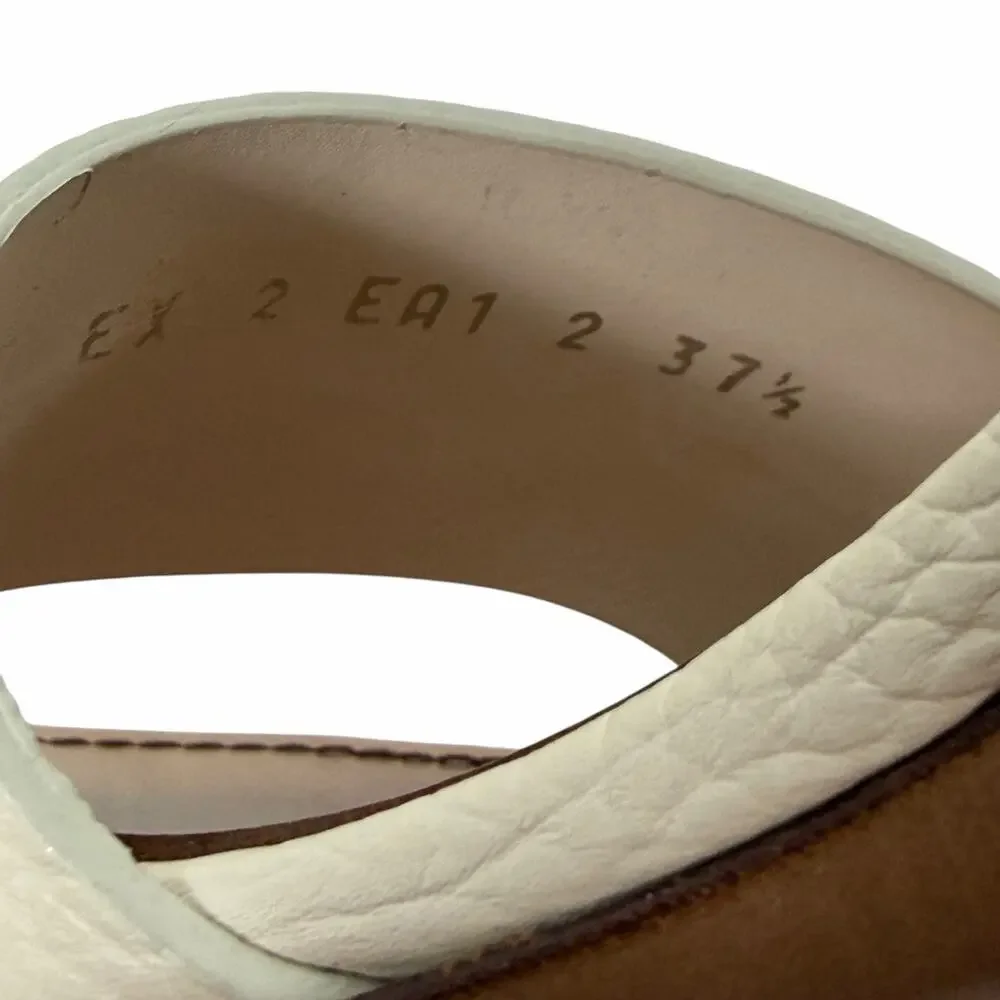 Valentino Garavani 75 Roman Stud Heel Leather Sandal Ivory Size 37.5